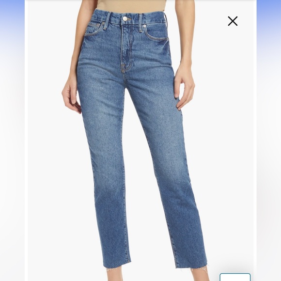 Good American Denim - Good American Womens Good Classic Jeans High Rise Raw Ankle Hem Blue 4/27